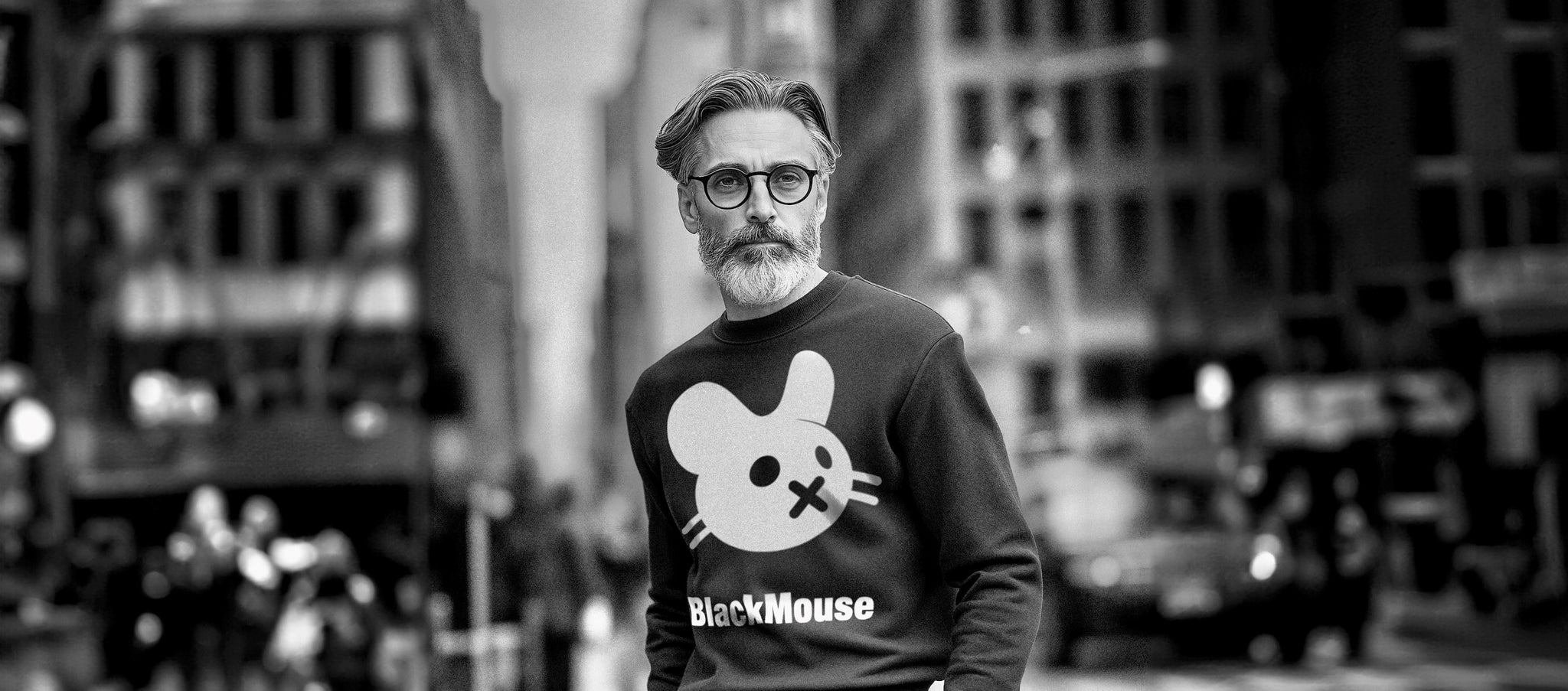Gents Big BlackMouse Organic Sweat Black