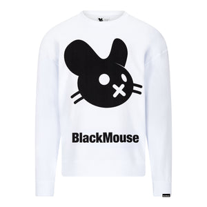 Gents Big BlackMouse Organic Fluffy Sweat White