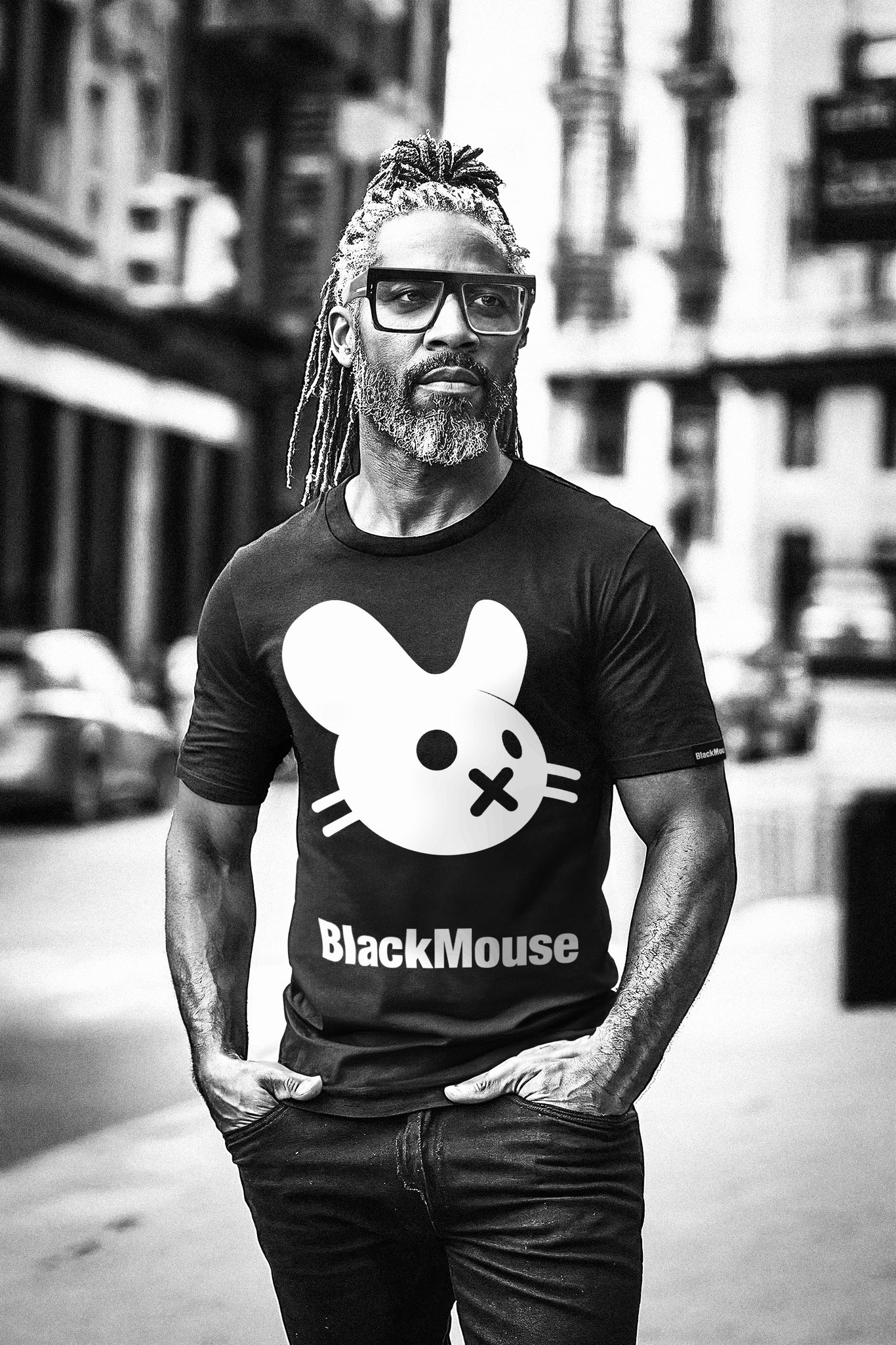 Gents Big BlackMouse Organic T-Shirt Black