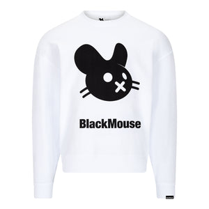 Lady's Big BlackMouse Organic Fluffy Sweat White