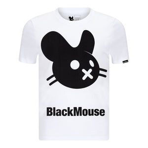 Lady's Big BlackMouse Organic T-Shirt (Fitted Cut) White