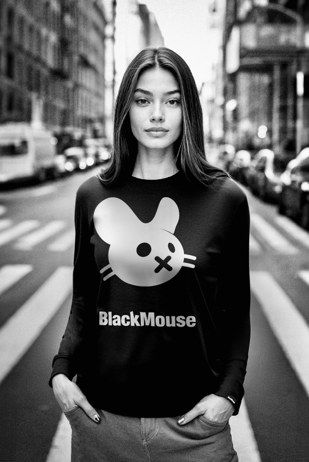 Lady's Big BlackMouse Organic Sweat Black