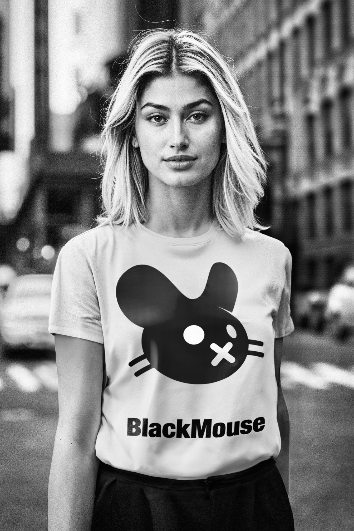 Lady's Big BlackMouse Organic T-Shirt (Regular Fit) White